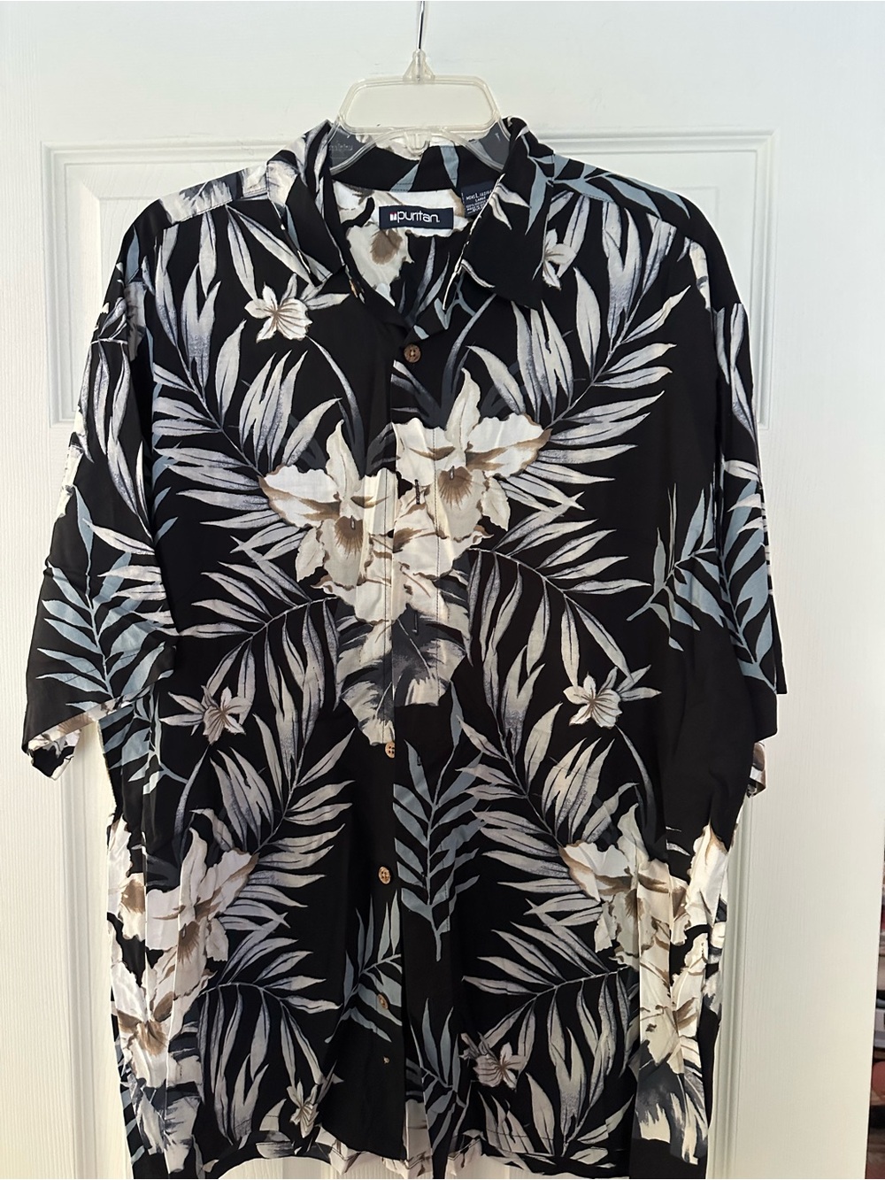 Puritan Black Floral Camp Collar Shirt
